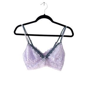 Rose + Vine Lavender Floral Lace Lightly Lined Soft Cup Bralette Bra